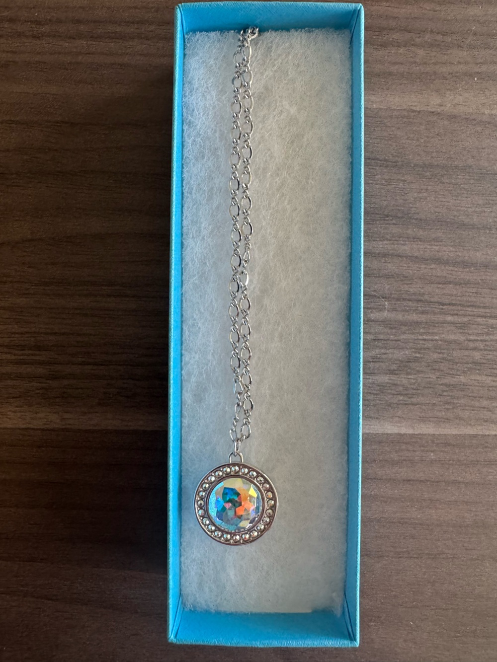 Touchstone Crystal Halo Necklace – Crystal Aurore Boreale Swarovski crystals✨